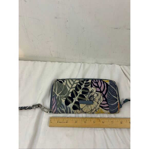 Vera Bradley zipper wallet gray purple flowers - Picture 3 of 7